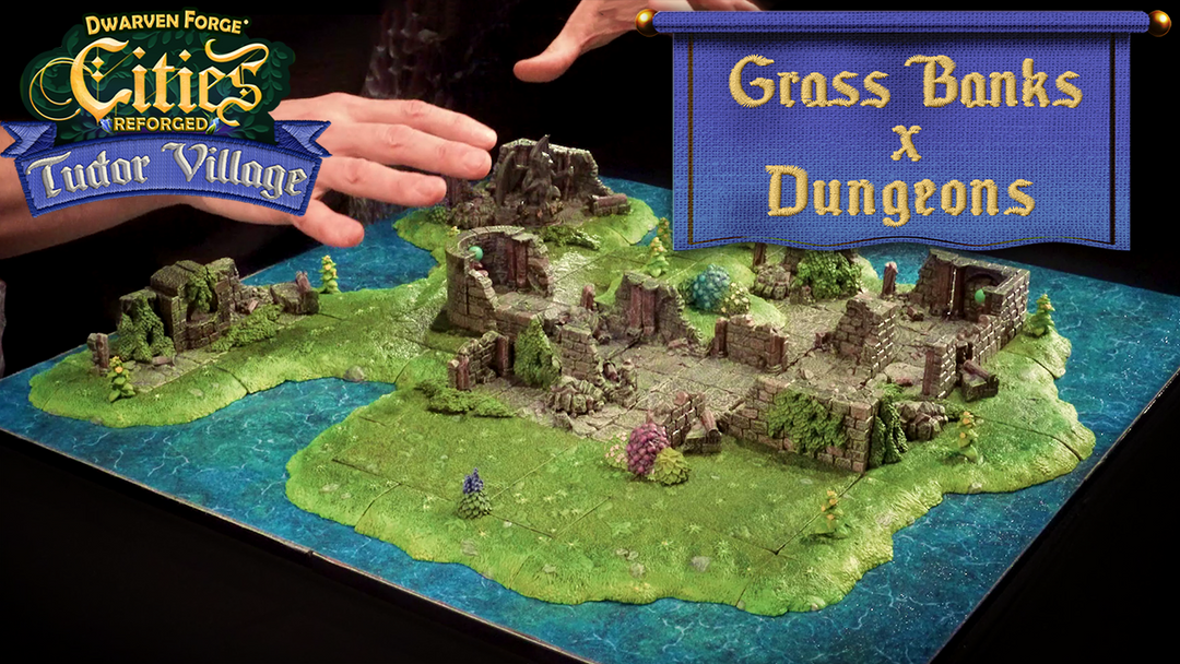 A dungeon ruins build on top of Cities Reforged grass bank tiles showcases multi-biome compatibility.