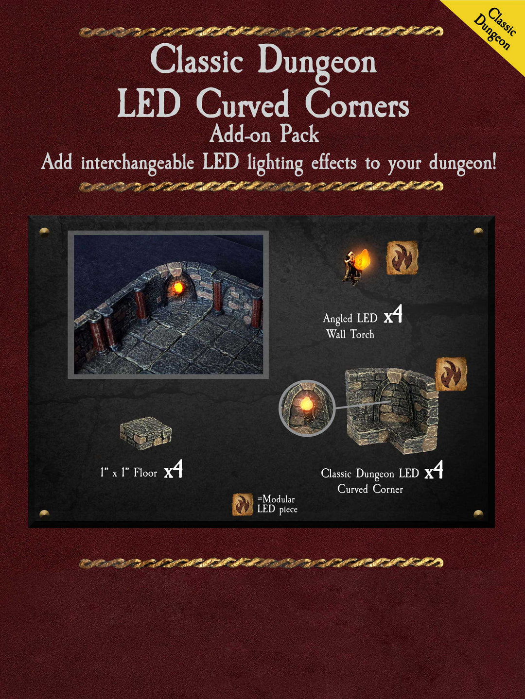 Classic Dungeon LED Curved Corners (Unpainted)