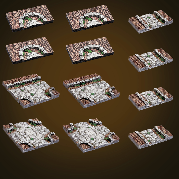 Alley Intersections (Heavier White Drybrush) - Painted