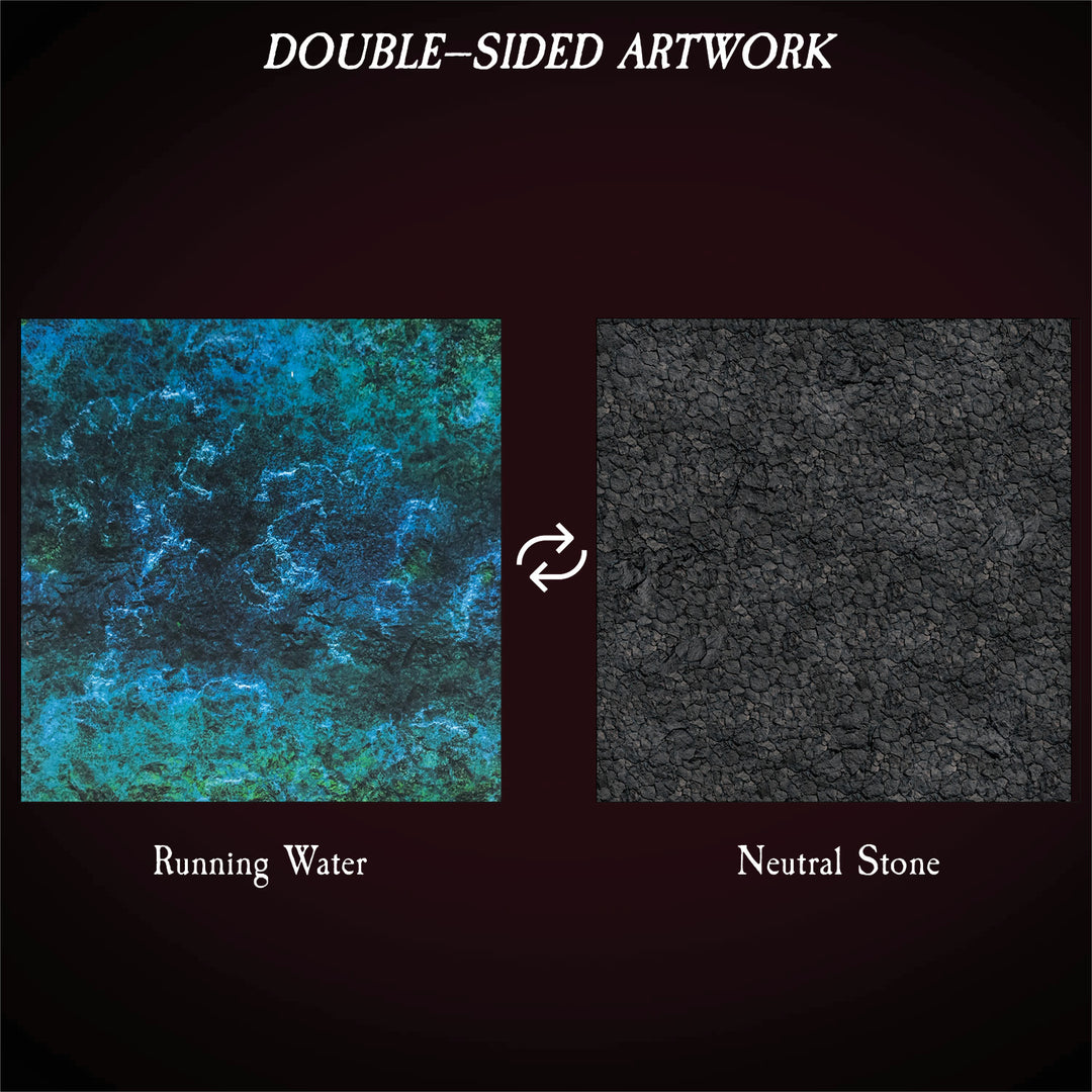 Terrain Tray Single 12" x 12":  Running Water/Neutral Stone