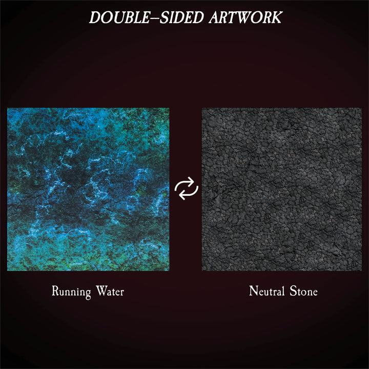 Terrain Tray Single 12" x 12":  Running Water/Neutral Stone