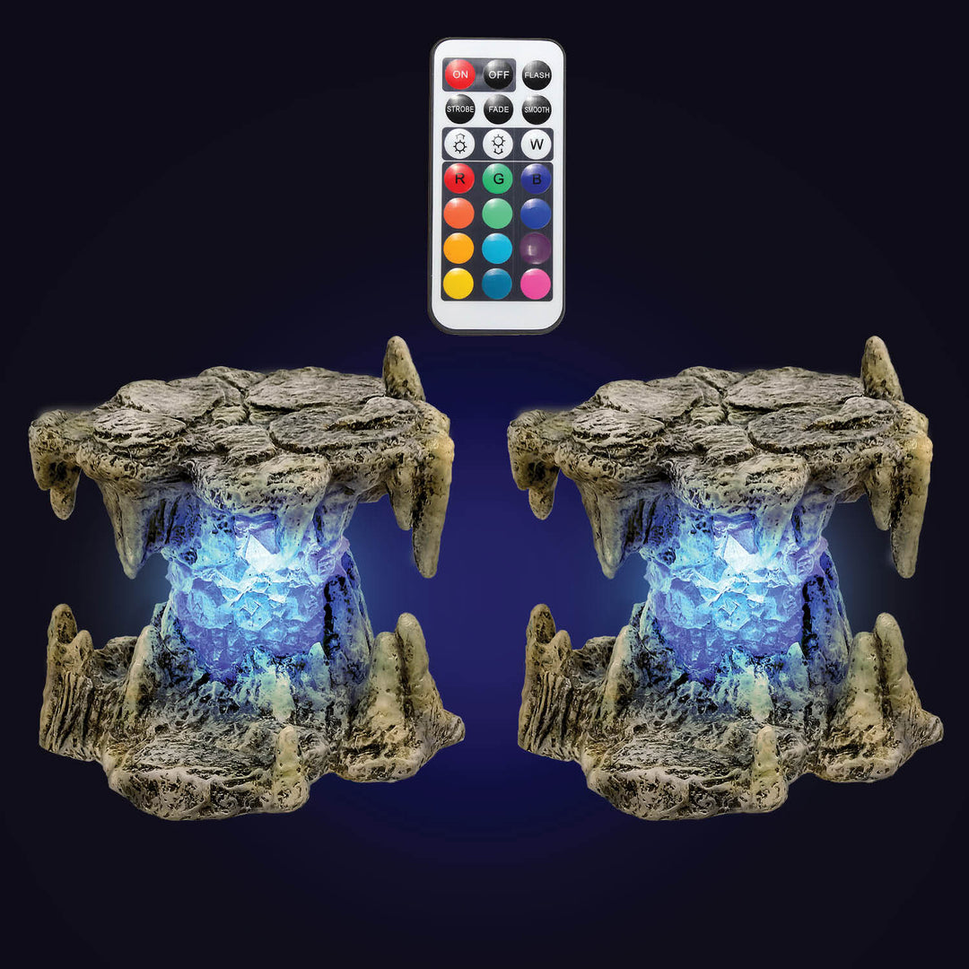 two runic columns and an LED remote control