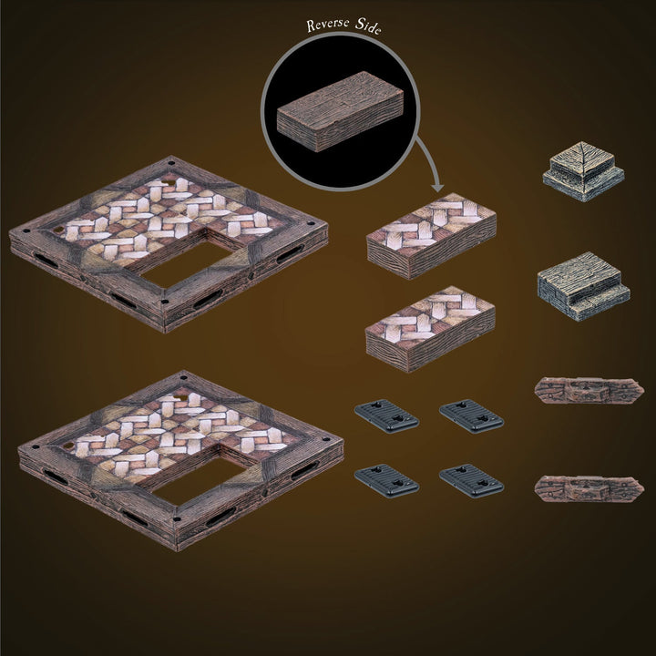 Rustic Wood Core - 4x4 Parquet Floors (Painted)