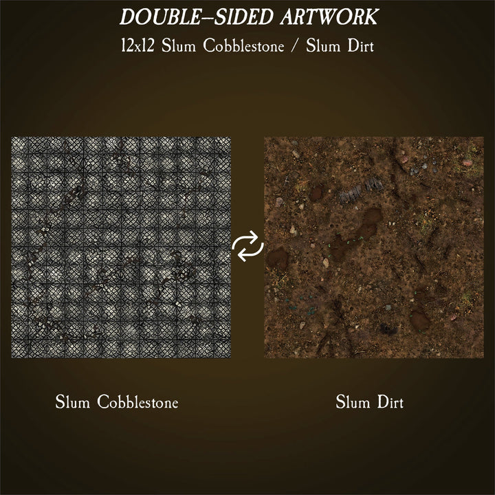 Terrain Tray Single 12"x12": Slum Cobblestone/Slum Dirt