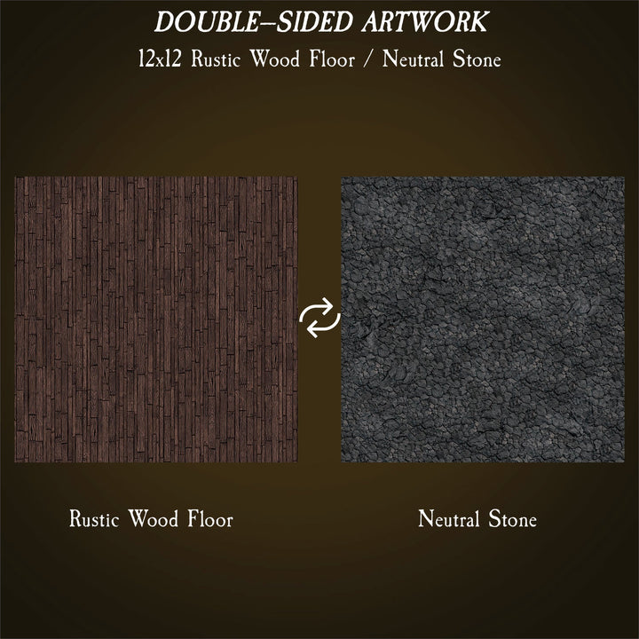 Terrain Tray Single 12"x12": Rustic Wood Floor/Neutral Stone