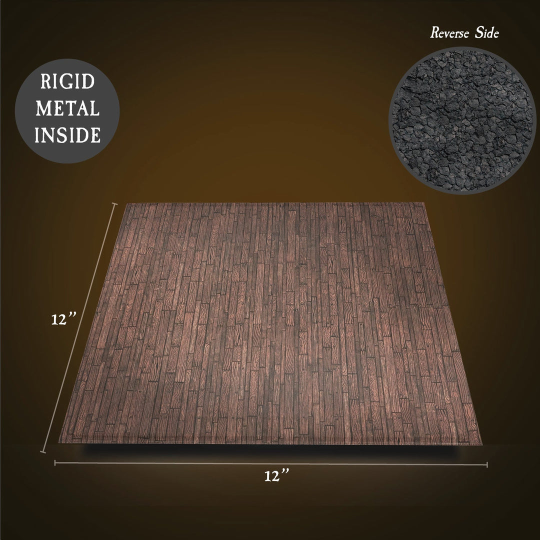 Terrain Tray Single 12"x12": Rustic Wood Floor/Neutral Stone