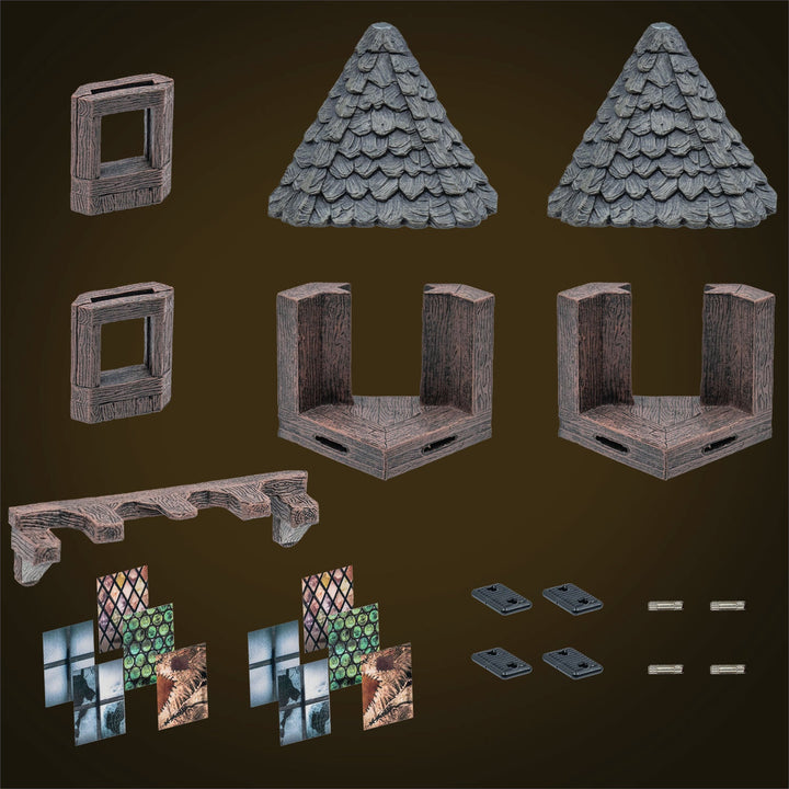 Rustic Wood - The Poet's Nook w/ Dark Roof (Unpainted)