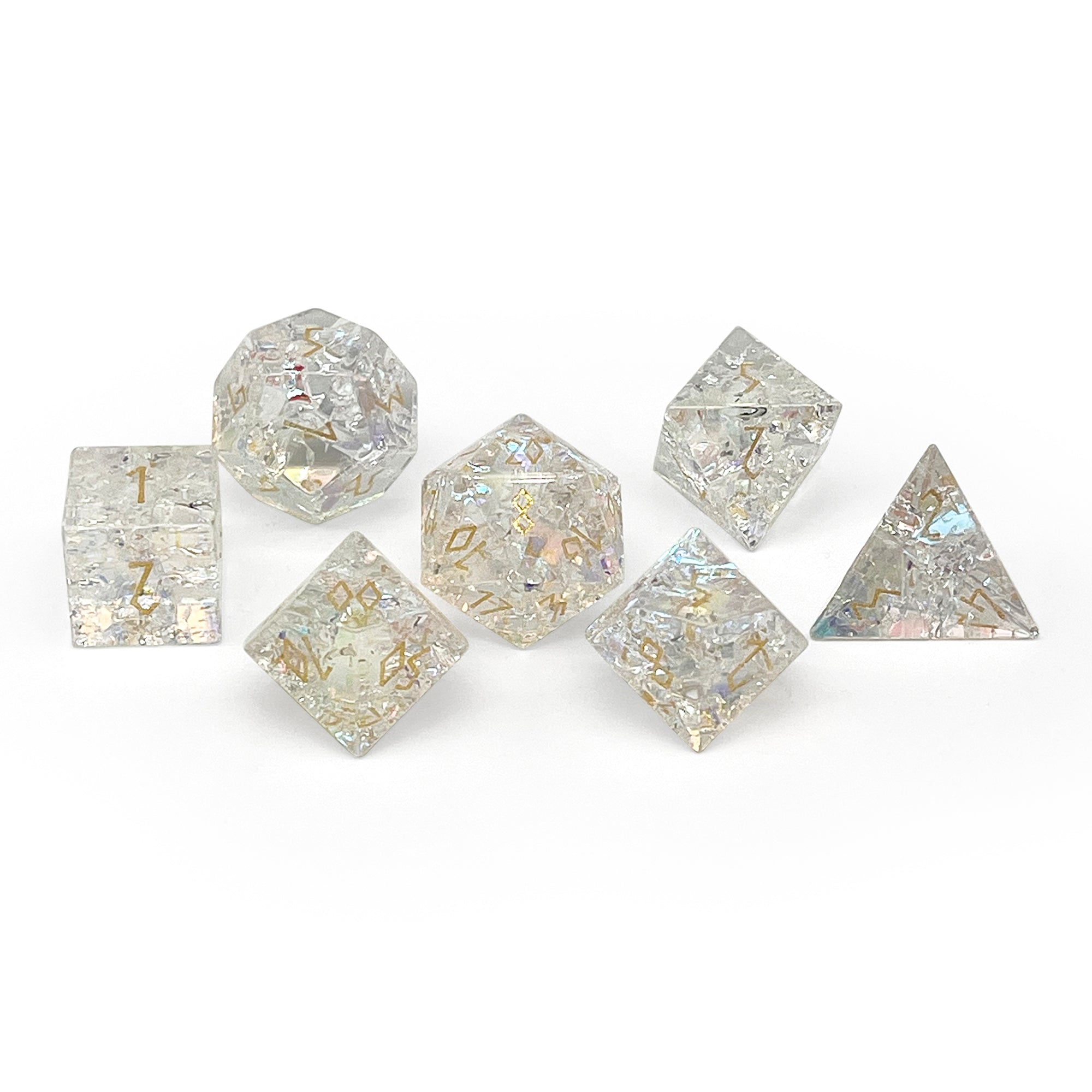 Shattered K9 Rainbow Glass - 7 Piece RPG Dice Set – Dwarven Forge