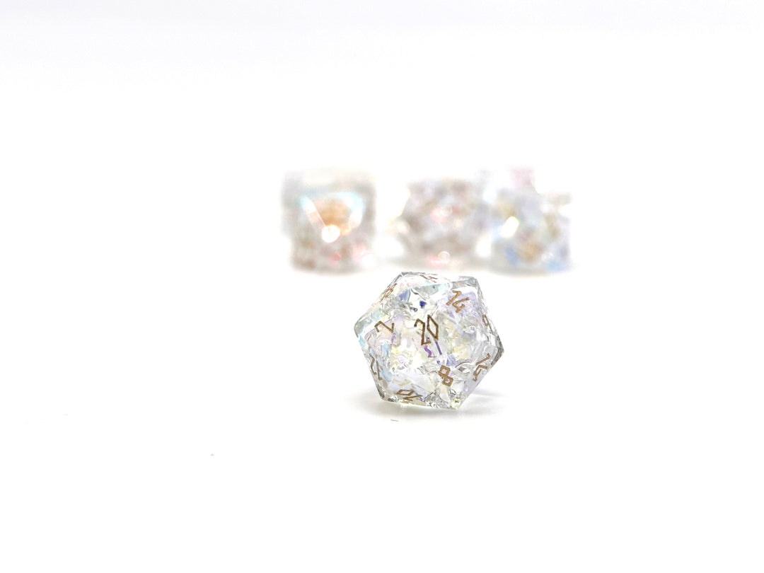 Shattered K9 Rainbow Glass - 7 Piece RPG Dice Set