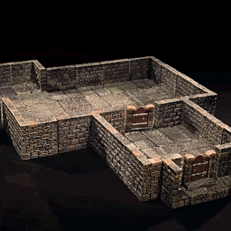 stop motion of a calssic dungeon room being rearranged into a different configuration using the same pieces