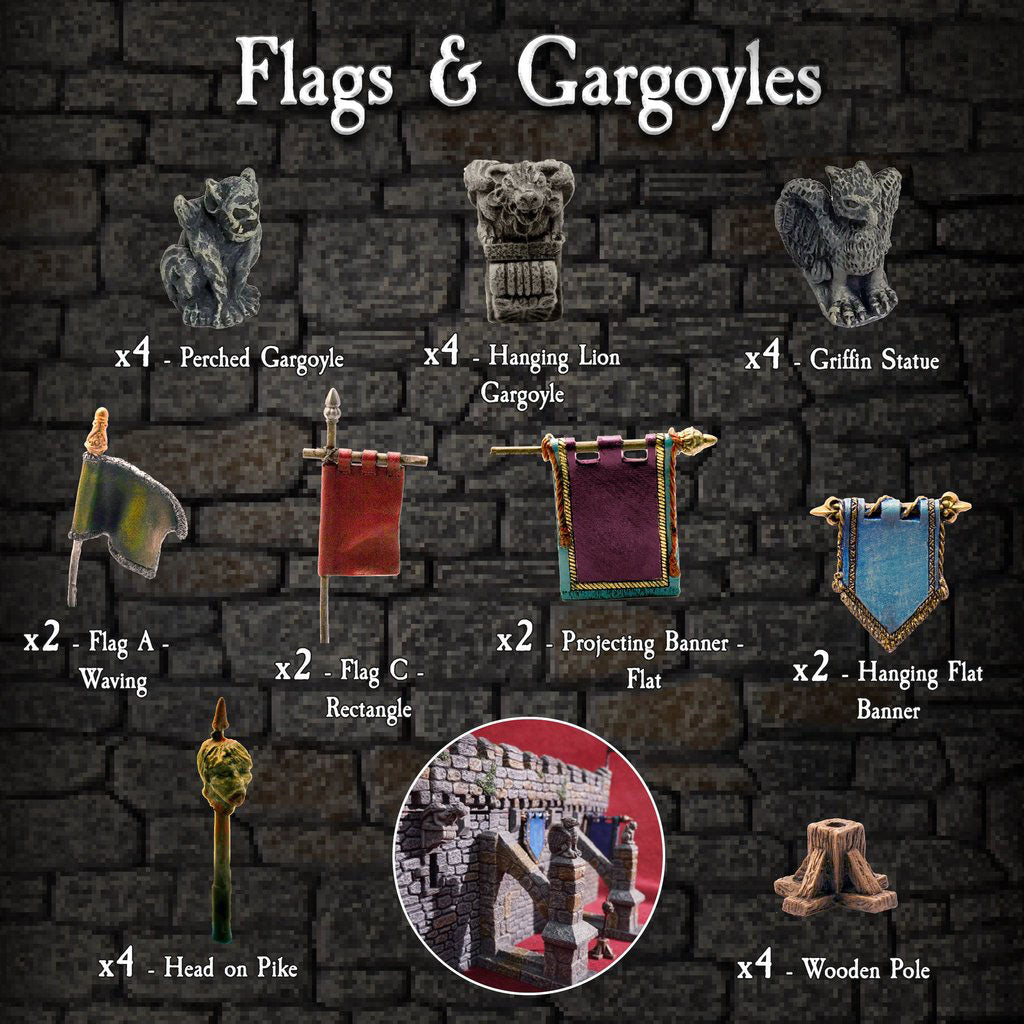 Flags and Gargoyles (Painted)