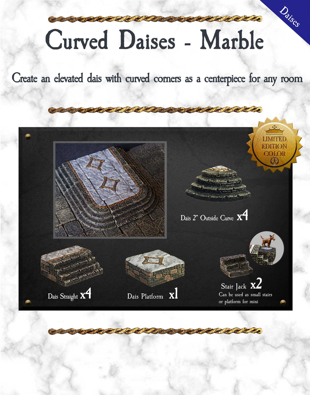 Curved Daises (Marble Ltd Ed) - Painted