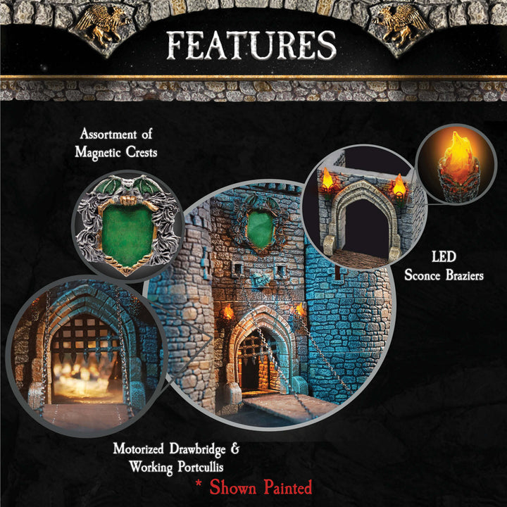 Barbican Gatehouse (Unpainted) Manual Winch Drawbridge (no motor)