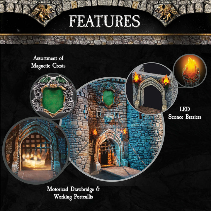 Barbican Gatehouse (Painted) Manual Winch Drawbridge (no motor)