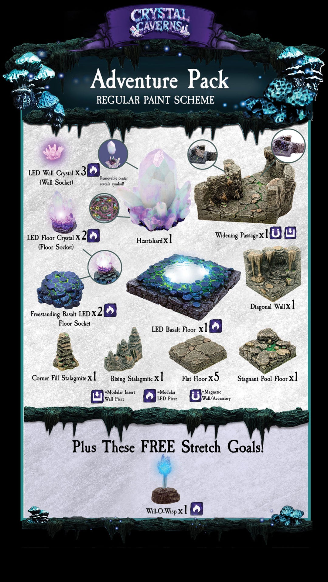 Crystal Cavern Adventure Pack - Option with Standard Cavern (Painted)