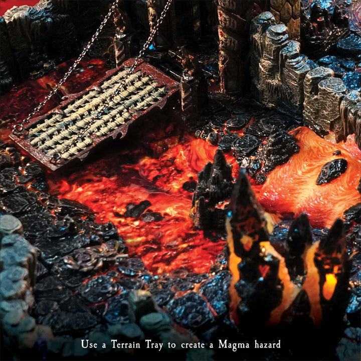 Terrain Tray Single 12" x 12": Magma Flow Straight/Magma Flow Curved