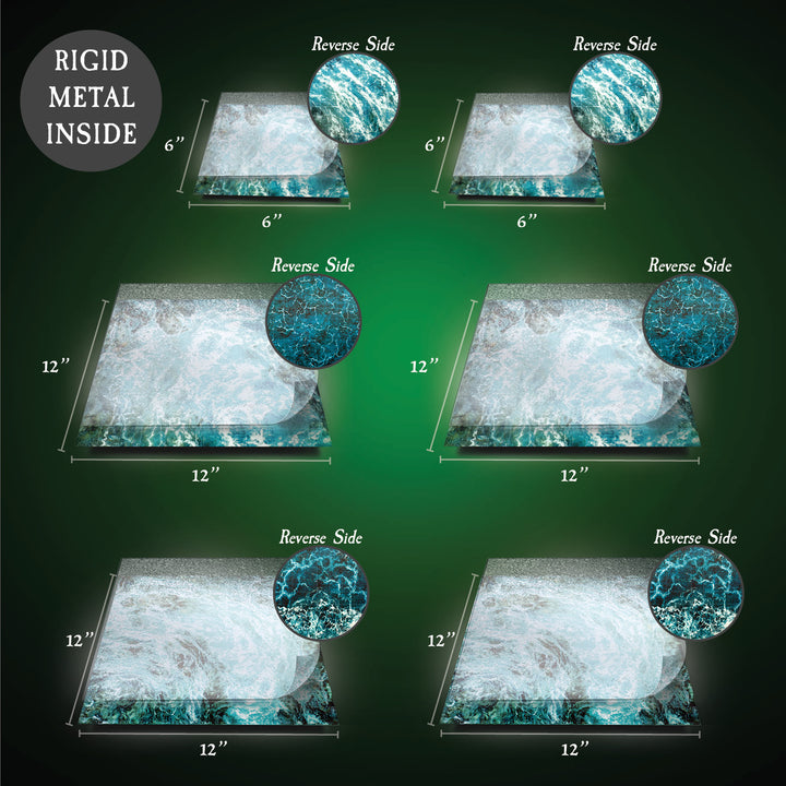 Terrain Trays 12"x12" & 6"x6" Raging River - Multi-pack (w/GRID)