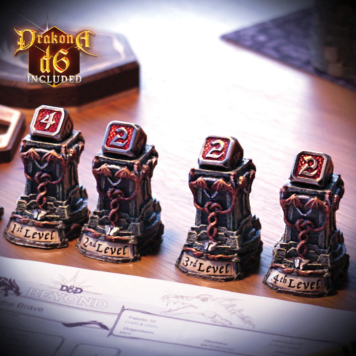 Ability Tracker 4-Pack & Drakona d6 Dice