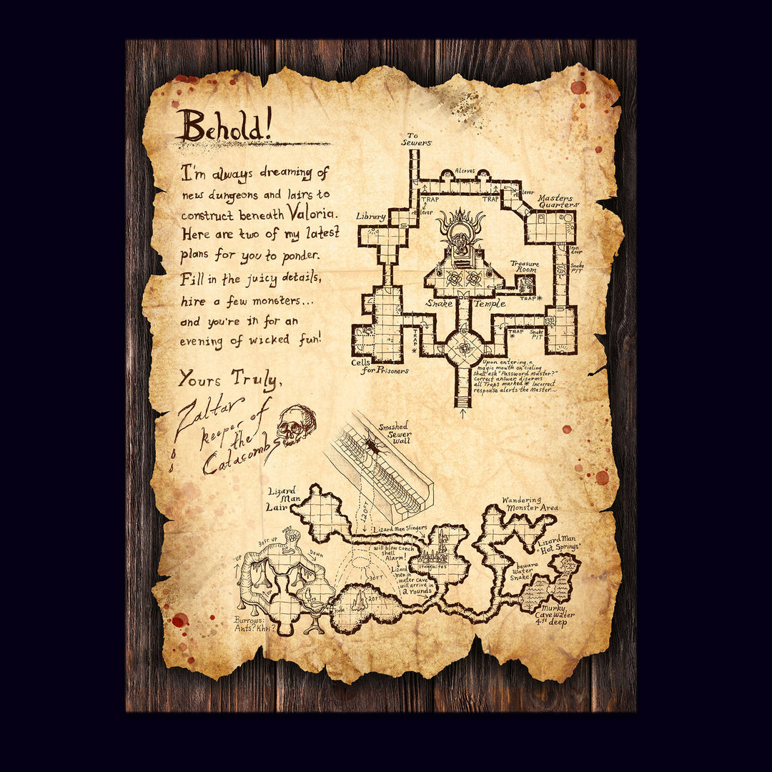 Caverns Deep d20, Tote Bag, and Map