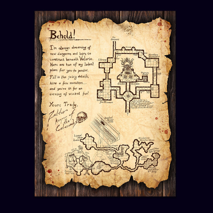 Caverns Deep d20, Tote Bag, and Map