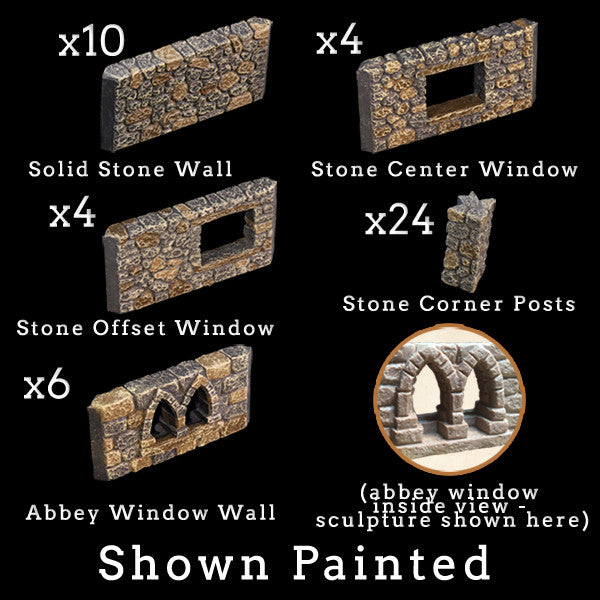 Stone Wall & Post Add-On Pack (Unpainted)
