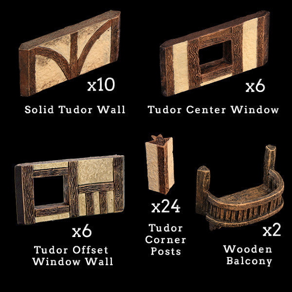 Tudor Wall & Post Add-On Pack (Painted)