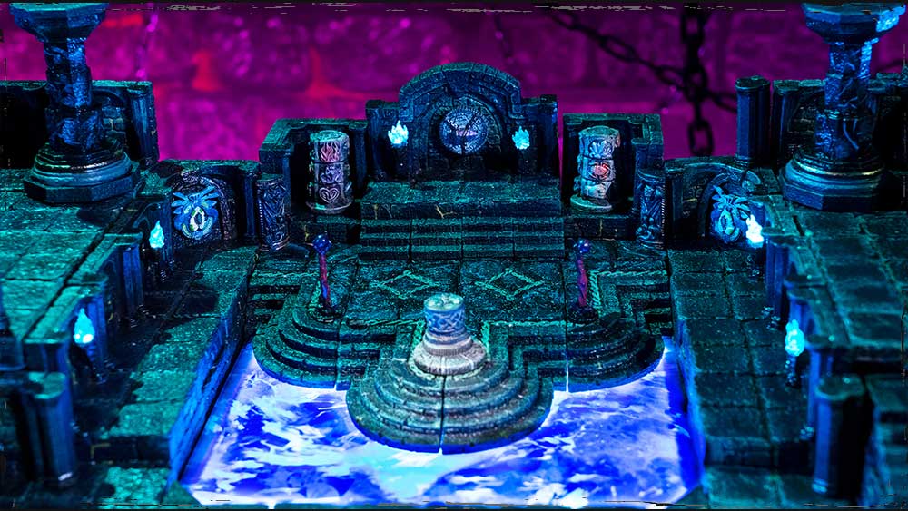 a mysterious crystal sits atop a sinister altar