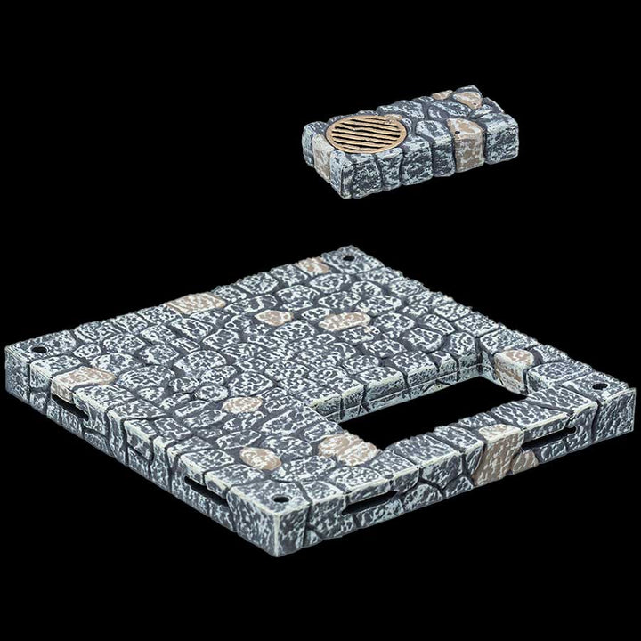 4x4 Fieldstone Floor and Fieldstone / Grate - Fieldstone Floor Insert - Remaster (Painted)