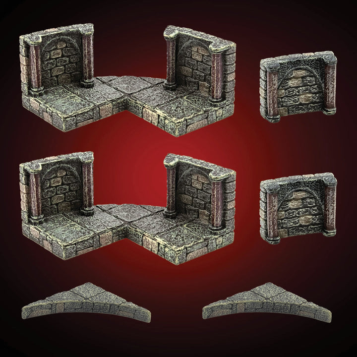 Dungeon Large Curve Walls - Vaulted (Unpainted)