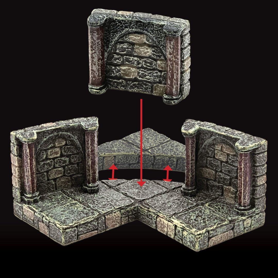 Dungeon Large Curve Walls - Vaulted (Painted)