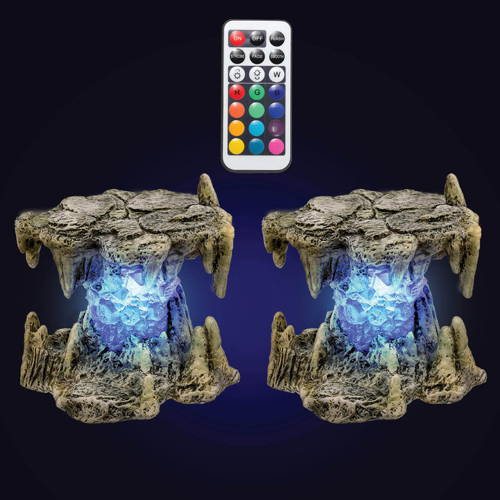 two runic columns and an LED remote control