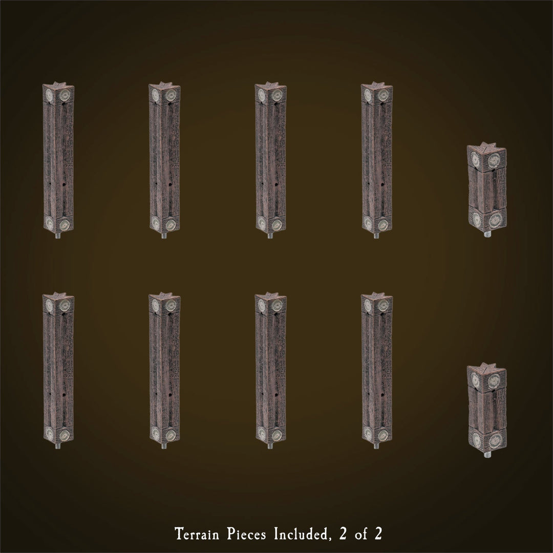 Rustic Wood - Double High Walls & Posts (Painted)