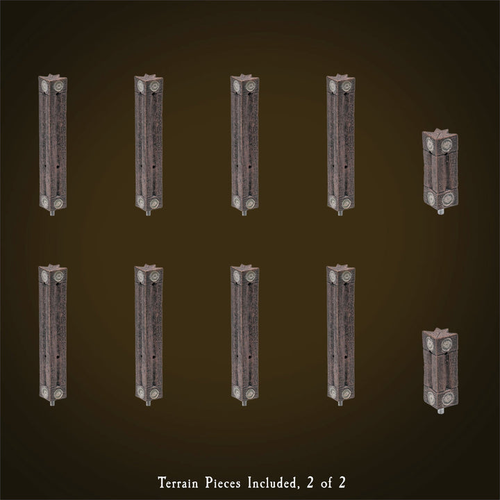 Rustic Wood - Double High Walls & Posts (Painted)