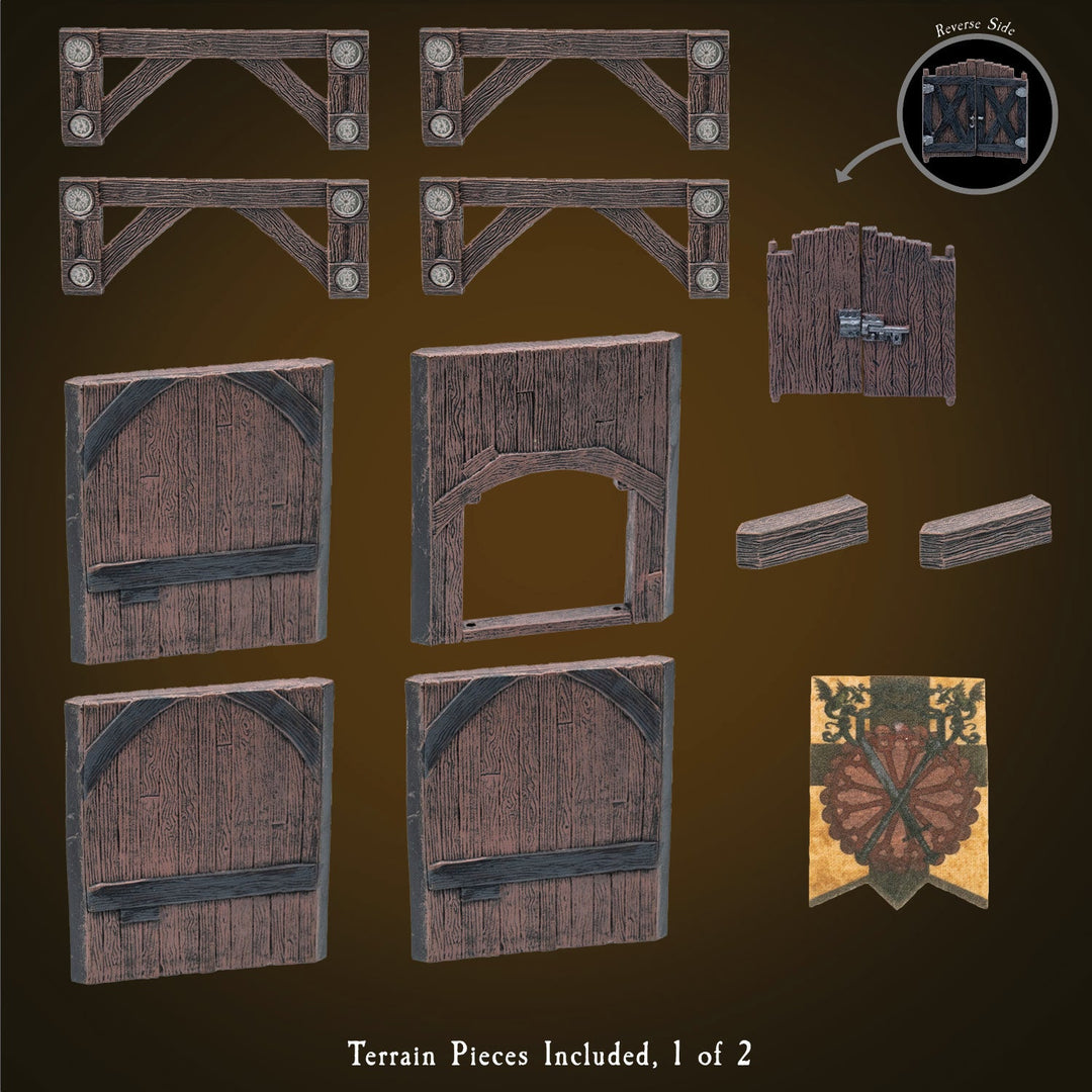 Rustic Wood - Double High Walls & Posts (Painted)