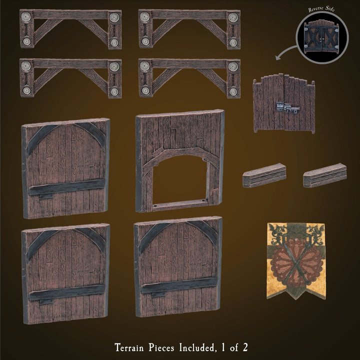 Rustic Wood - Double High Walls & Posts (Painted)