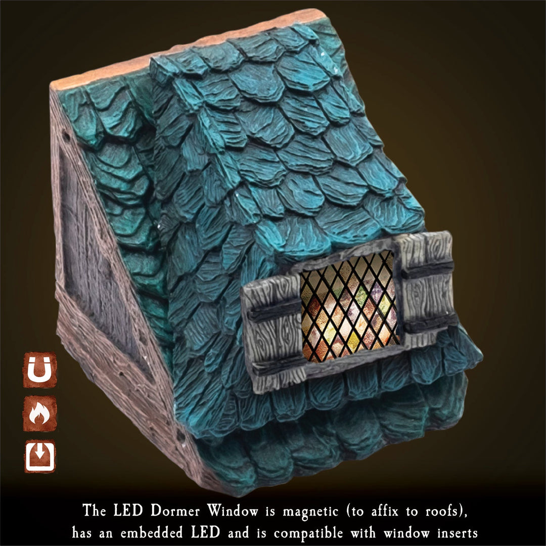 LED Dormer Windows - Green (Unpainted)