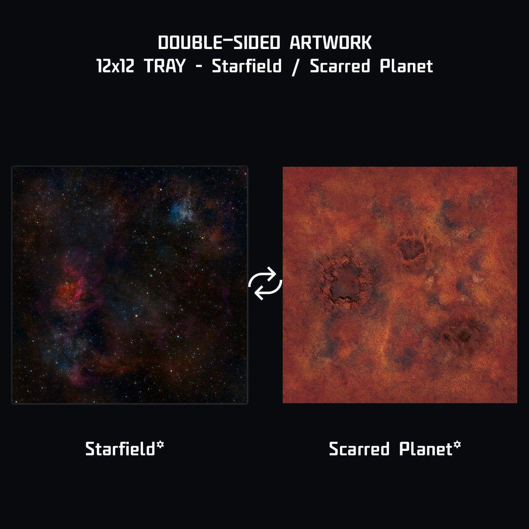 Terrain Tray Single 12"x12": Starfield / Scarred Planet