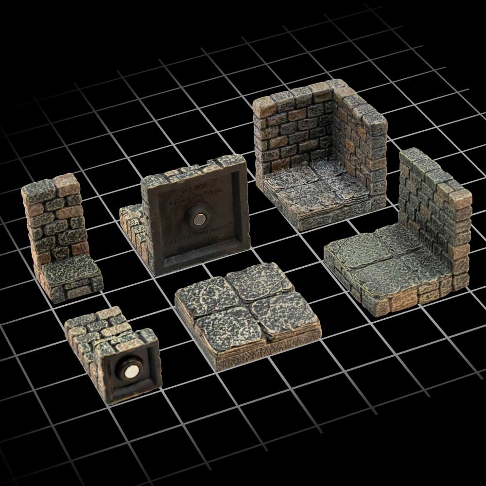 demo of how the dungeon's sculpted stone floors align with a 1 inch grid