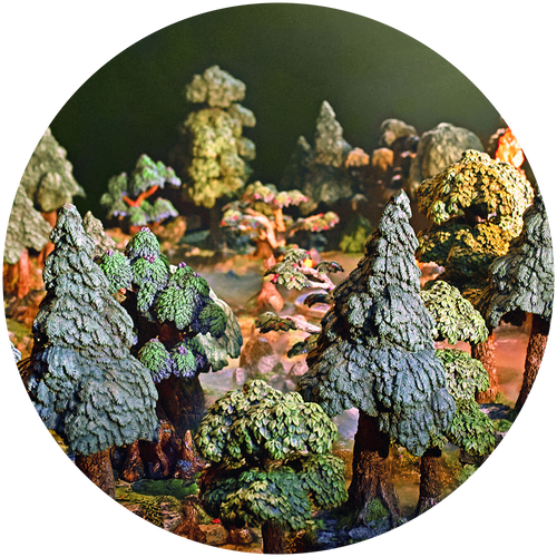Various Wildlands tree toppers creating a dense forest