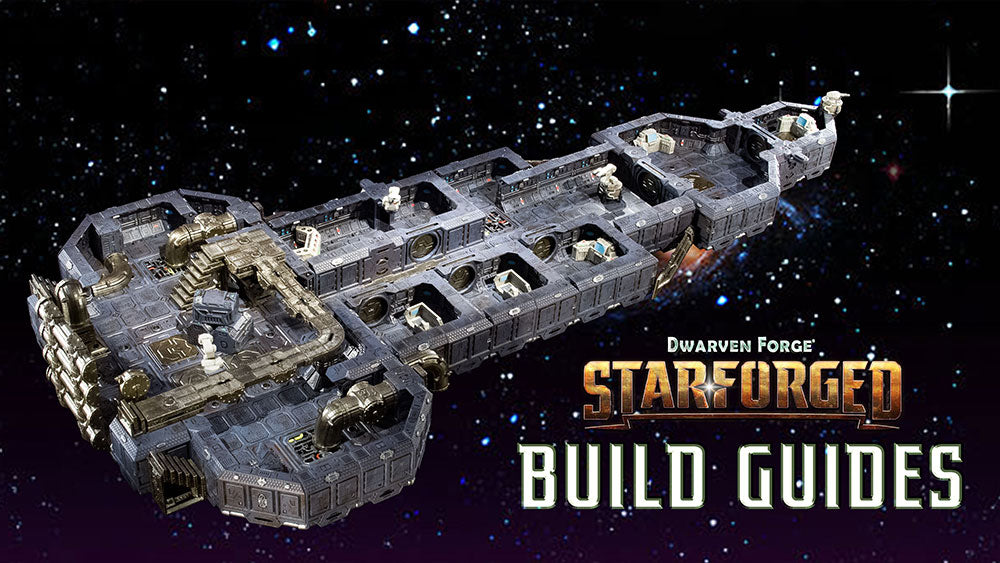 Starforged Build Guides thumbnail with Outer Rim Freighter build flying off into space.