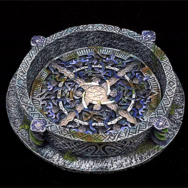 gif of an elven ruins dais on top of the Dwarven Light Puck, exemplifying possible light effects for your gaming table