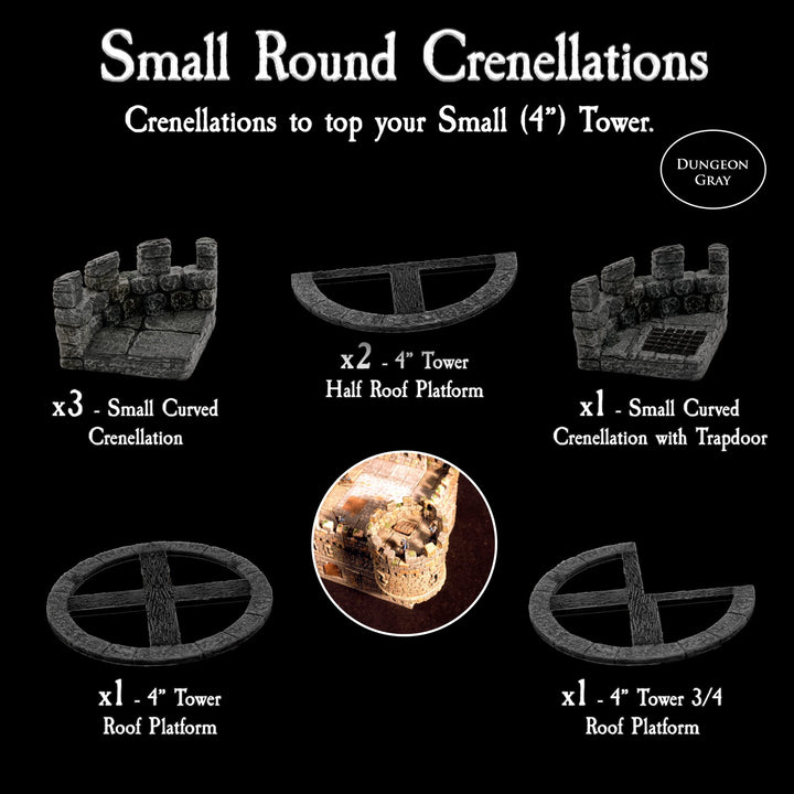 Small Round Crenellations (Unpainted)