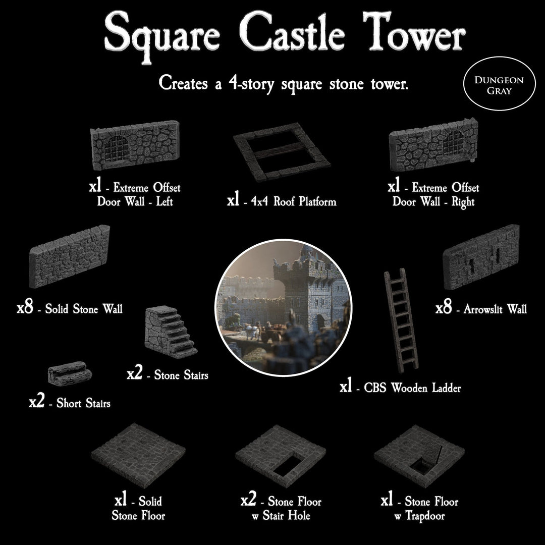 Square Castle Tower (Unpainted)