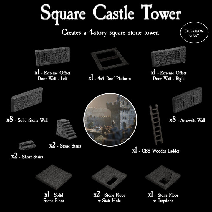 Square Castle Tower (Unpainted)