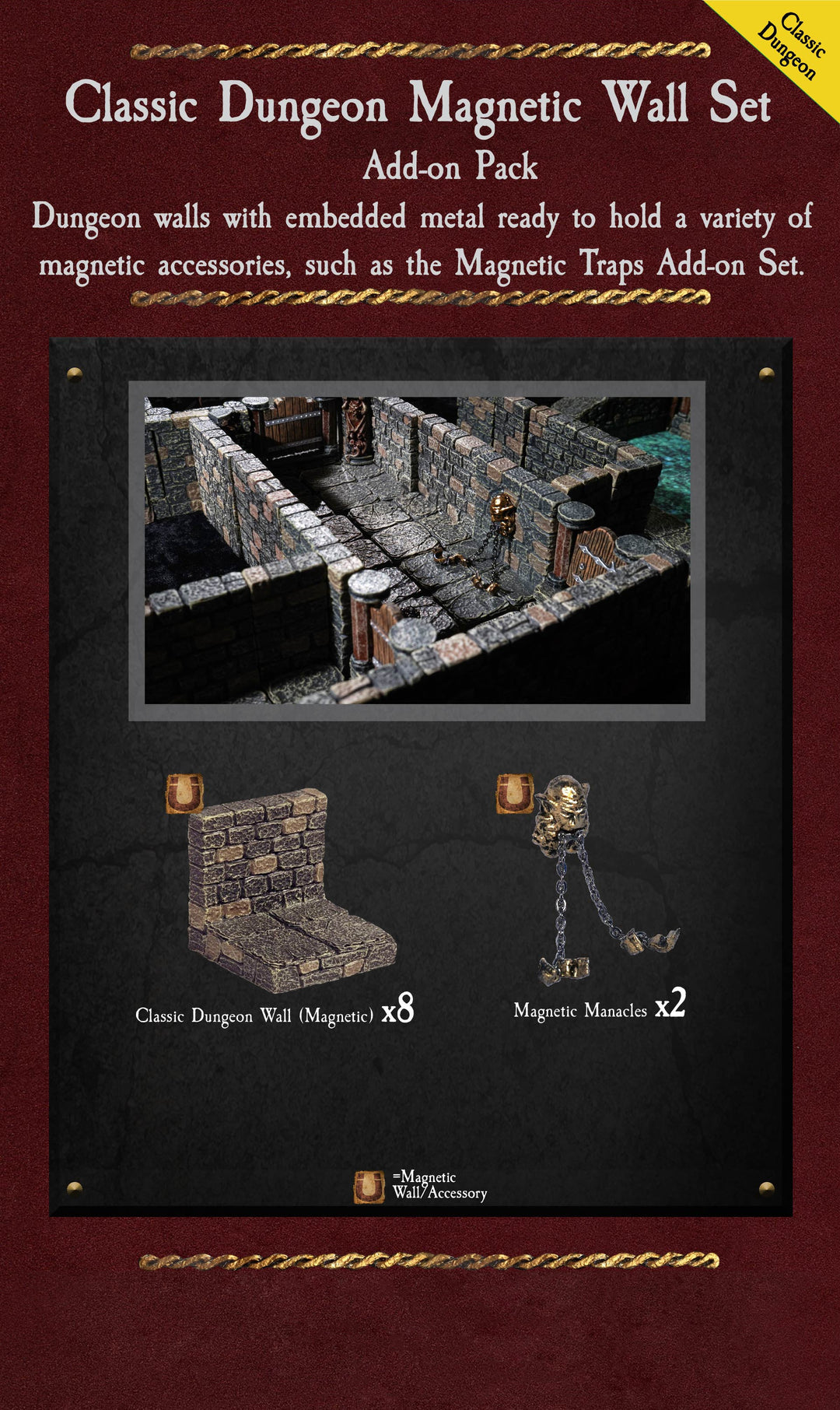 Classic Dungeon Magnetic Walls (Painted) (NO ANCHOR MAGNETS)