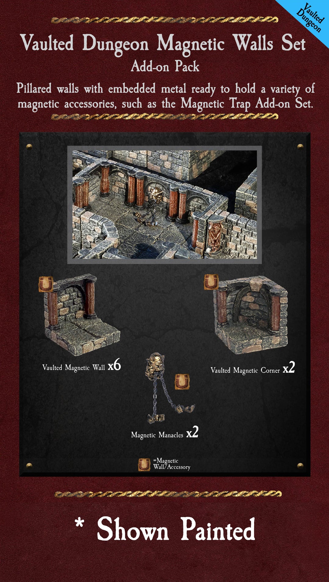 Vaulted Dungeon Magnetic Walls - Unpainted