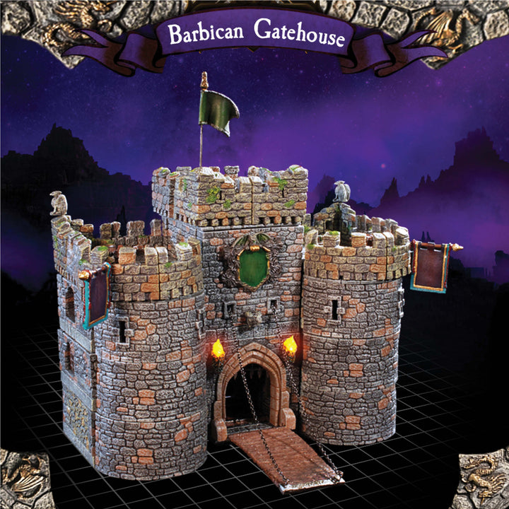 Barbican Gatehouse (Unpainted) Manual Winch Drawbridge (no motor)