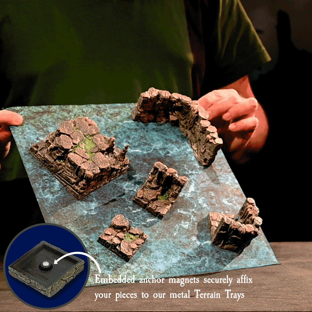 Terrain Trays Five-Pack Multi-Sizes: Quicksand/Cave Stone
