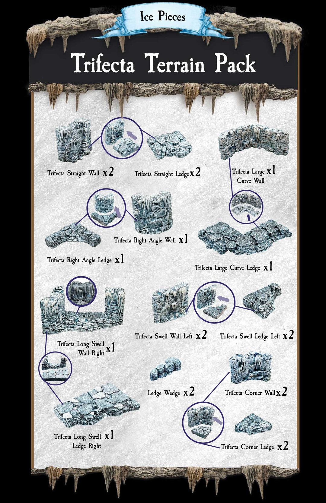 Ice Trifecta Terrain Bundled with 6-C104-P (Painted)