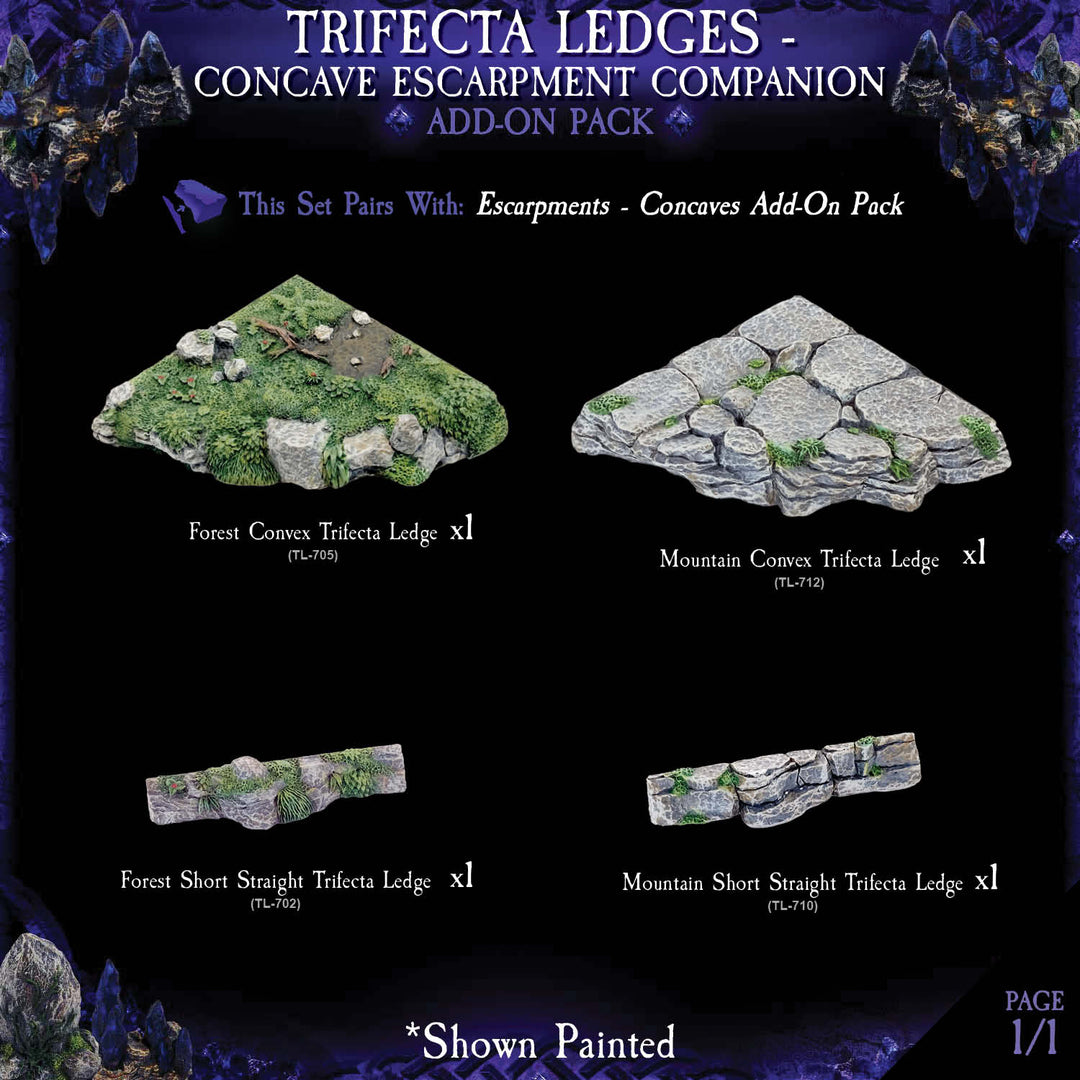 Trifecta Ledges - Concave Escarpment Companion Pack (Unpainted)